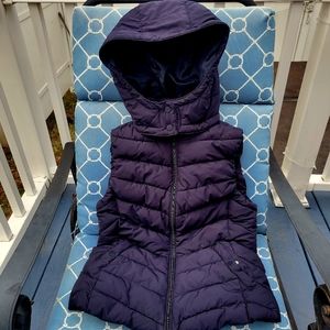 H&M Detachable Hooded Puffer Vest Snap Pockets Navy Blue LOGG  Women's 6 Small